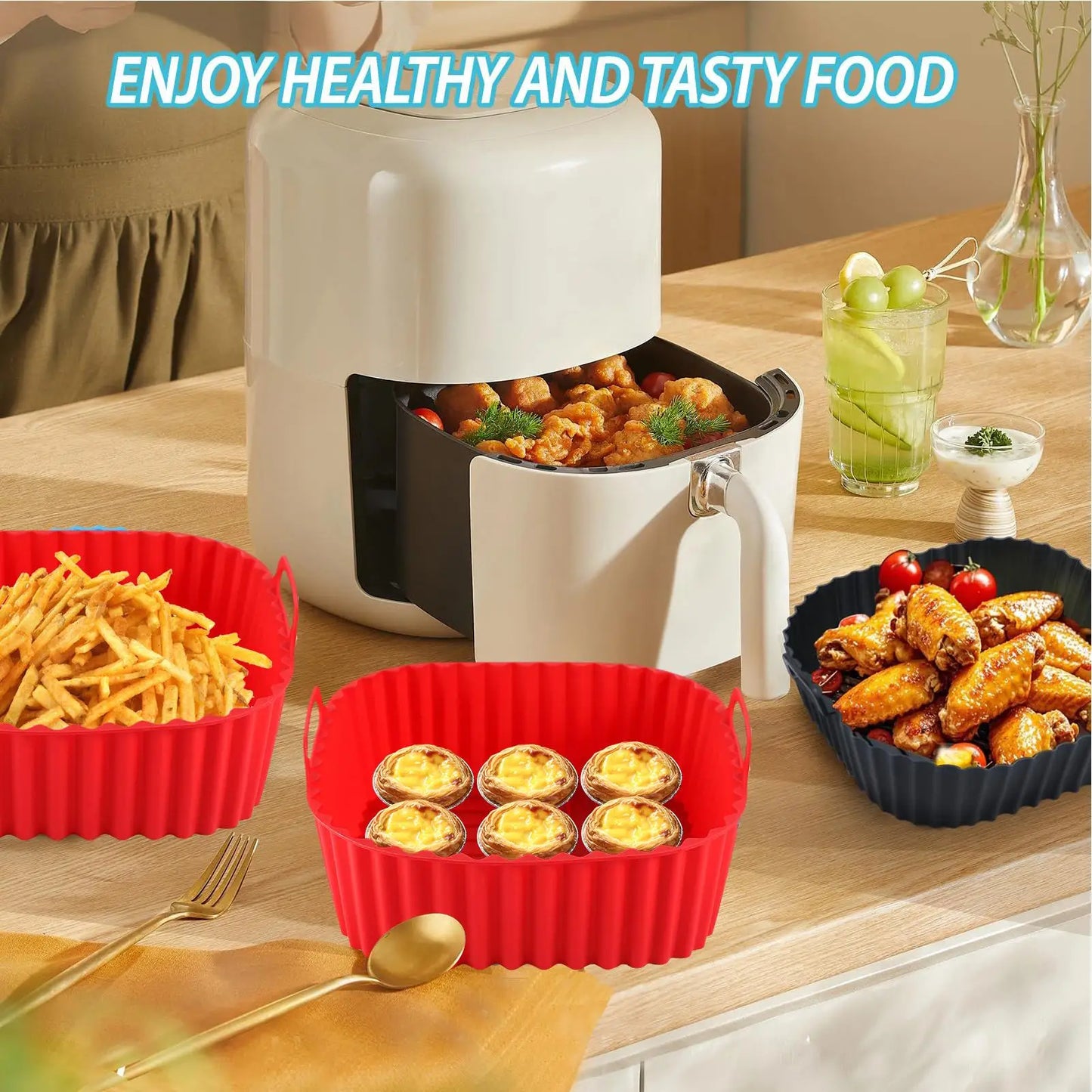Silicone Air Fryer Liner – Non-Stick Reusable Square Baking Tray
