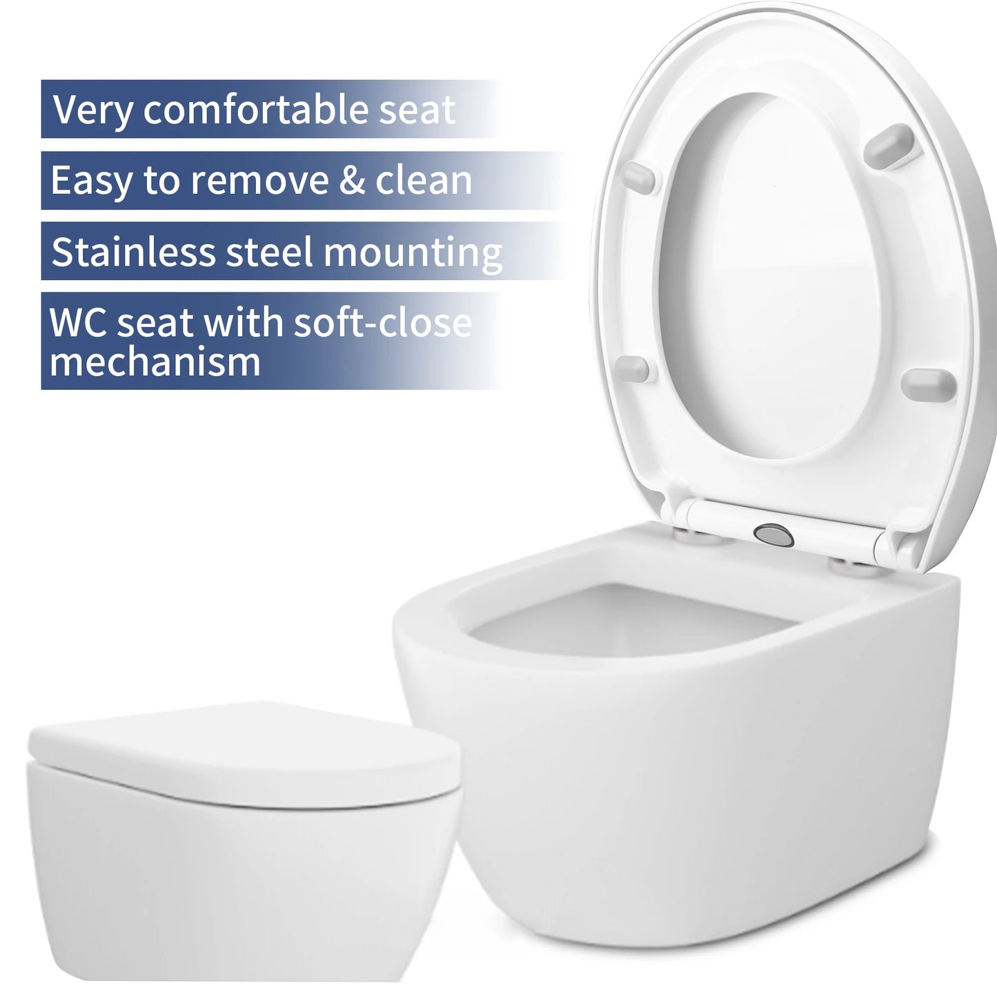 Bidet Toilet Seat Lid Quiet-Close Heavy Duty Slow Close Bowl Seats Quick Release Easy Cleaning Removable Cover Pad O/U-shape Peaceful Pleasures Health and Wellness