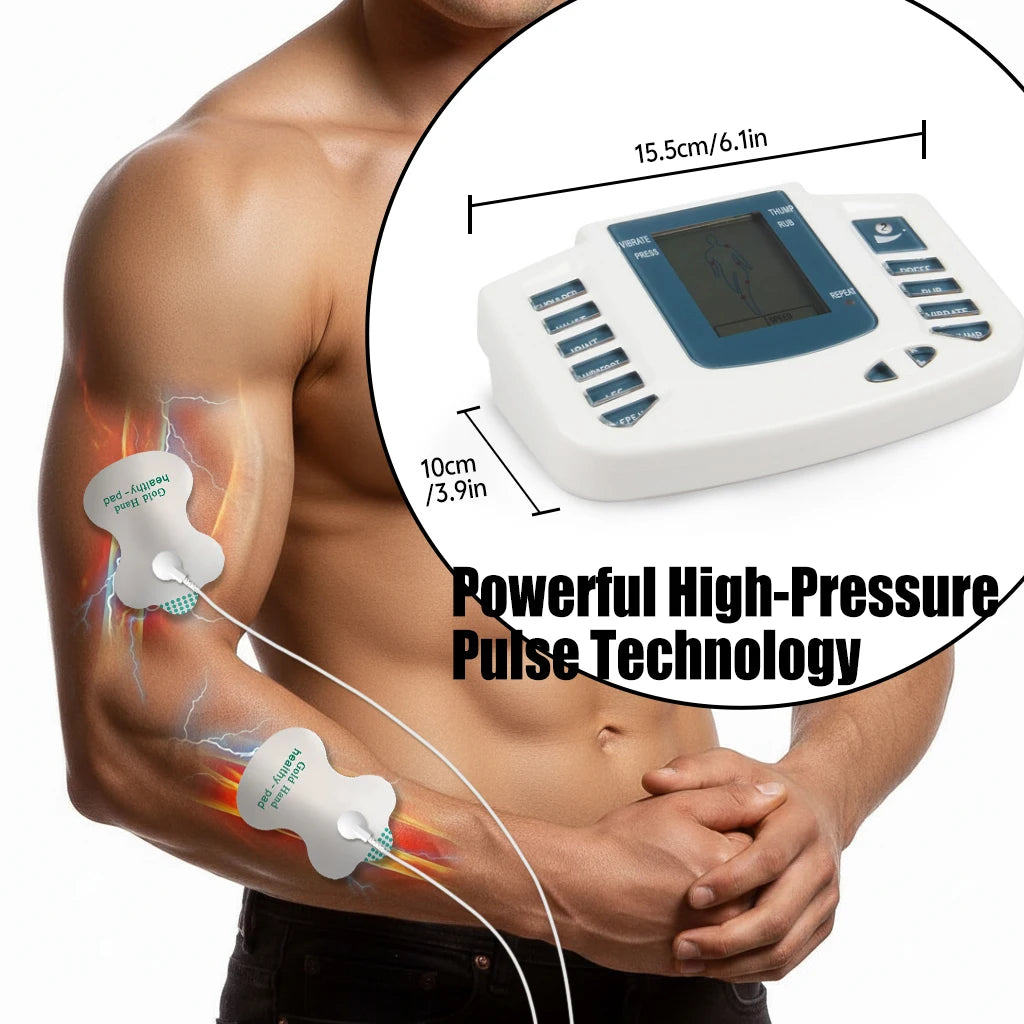 3-in-1 Ems, Tens Unit, and Massager Device with Dual Channels, 10 Intensity Levels, and 30 Modes - Portable Battery-Powered Muscle Stimulator for Back, Body Workouts, and On-The-Go Use Peaceful Pleasures Health and Wellness