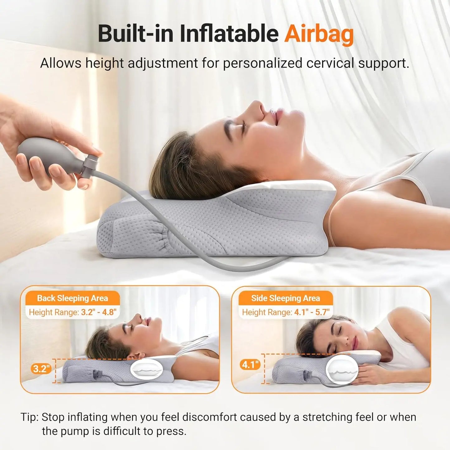 Adjustable Inflatable Cervical Pillow – Memory Foam Peaceful Pleasures Health and Wellness