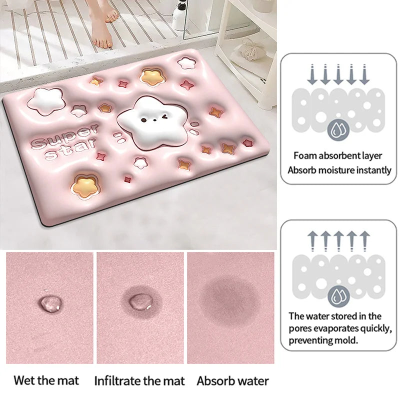3D Visual Non-Slip Bath Mat – Kawaii Bathroom Rug | Home Décor
