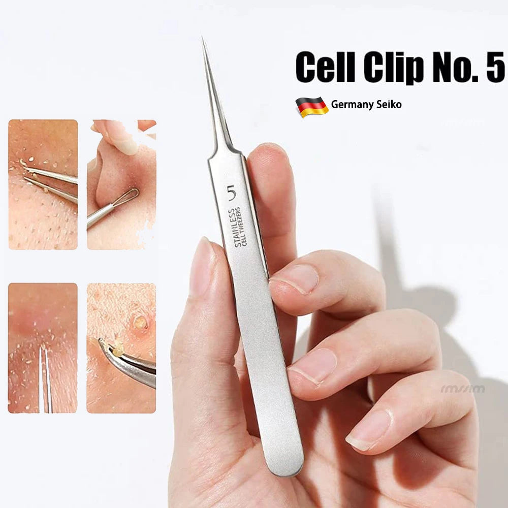 German Ultra-fine No. 5 Cell Pimples Blackhead Clip Tweezers Beauty Salon Scraping Closing Special Artifact Acne Needle Tools Peaceful Pleasures Health and Wellness