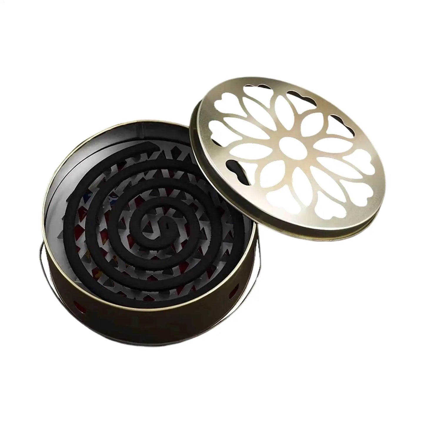 Stainless Steel Mosquito Coil Holder Box with Lid & Handle