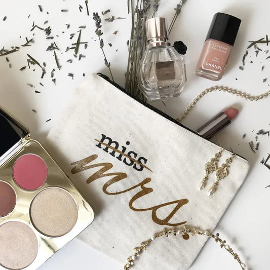 Miss to Mrs Makeup Bag | Bride to Be Bachelorette Gift Bridal Cosmetic Bag Peaceful Pleasures Health and Wellness