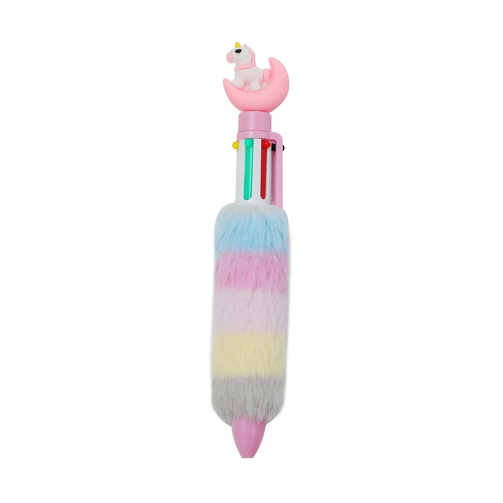 Kids Unicorn Plush Gel Pen Set – 6 Rainbow Colors for Girls