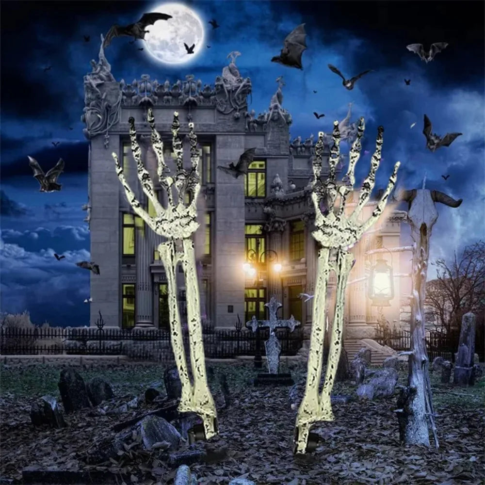 Halloween Skull Skeleton Head Realistic Human Hand Arms for Halloween Party Home Garden Lawn Decor Haunted House Horror Props Peaceful Pleasures Health and Wellness