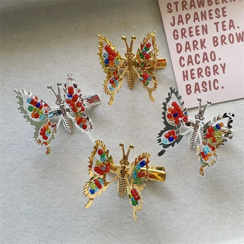 1/2pc 3D Movable Butterfly Shaped Hair Clip Metal Hollow Metallic Flying Butterfly Barrette Kit Hair Accessories silver gold Peaceful Pleasures Health and Wellness