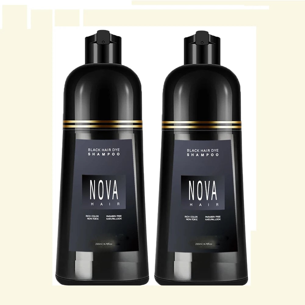1/2/3PCS Black Hair Dye Shampoo Nova Hair Instant Dye Shampoo,Hair Dye Coloring For Gray Hair Long Lasting Color in Minutes Peaceful Pleasures Health and Wellness 2pcs