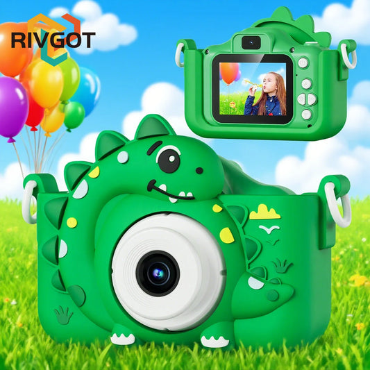 Kids Digital Camera with 32GB Card Dinosaur Mini Camera Toys 1080P HD Vlogging Photography Camera for Christmas Birthday Gifts Peaceful Pleasures Health and Wellness