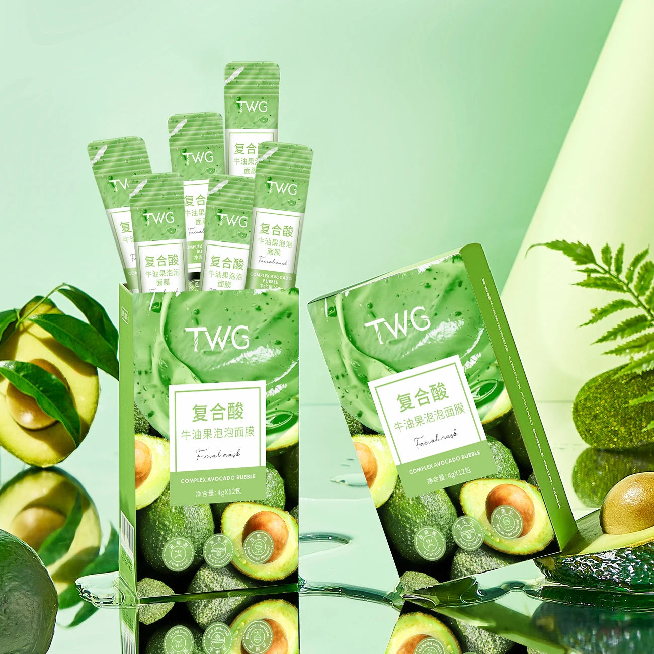 Avocado Bubble Facial Mask Set 12 Pcs – Cleanse & Moisturize Bubble Face Mask Peaceful Pleasures Health and Wellness