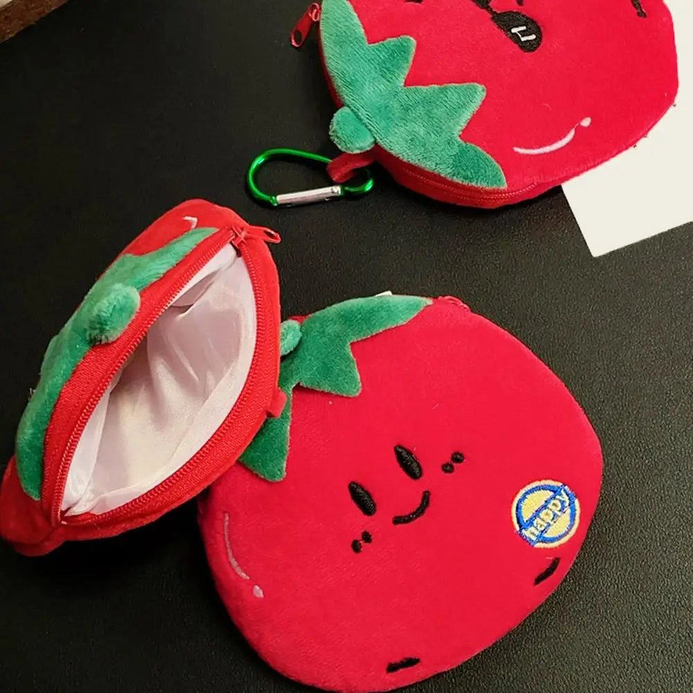 Strawberry Plush Coin Purse Keychain Mini Pouch Bag Charm