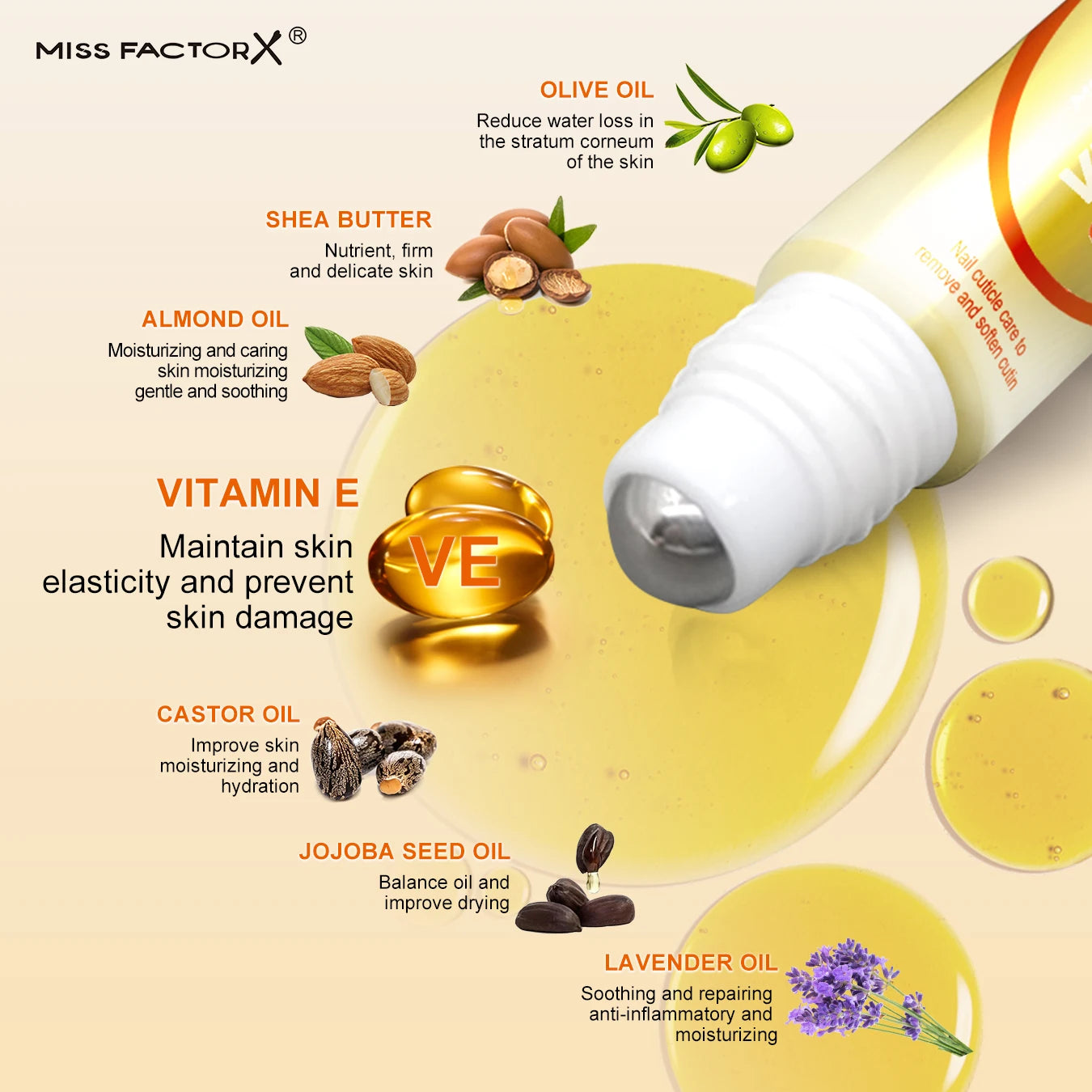Vitamin E nail nails, dead leather care essential oils 12ml containing a variety of effective plant component rolling bead massa Peaceful Pleasures Health and Wellness