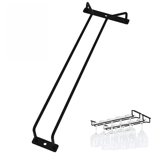 Leeseph Under Cabinet Wine Glass Holder, Length 13.7in/10.6in Wine Glass Rack, Single Rail Hanging Rack for Cabinet Kitchen Bar Peaceful Pleasures Health and Wellness