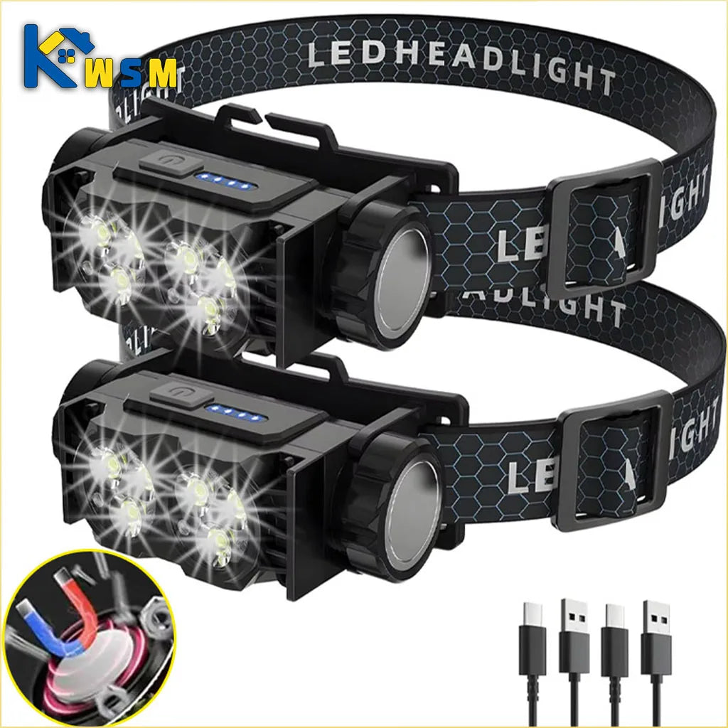 LED Rechargeable Headlamp – Waterproof, Bright & Hands-Free