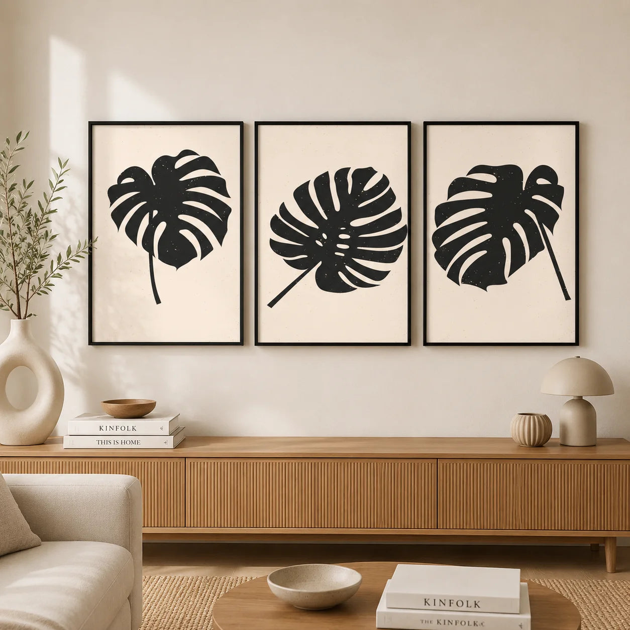 Minimalist Plant Wall Art, Black White Monstera Leaf Canvas Painting, Botanical Poster Print for Bedroom Living Room Wall Decor Peaceful Pleasures Health and Wellness