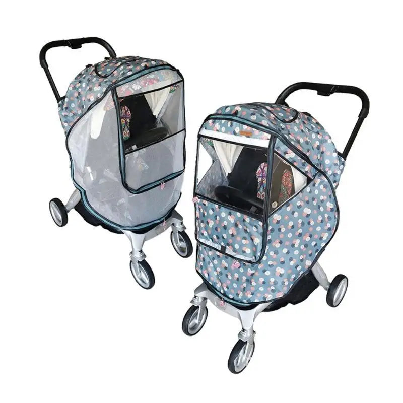 Windproof Baby Stroller Cover with Insect Net & Rain Shield