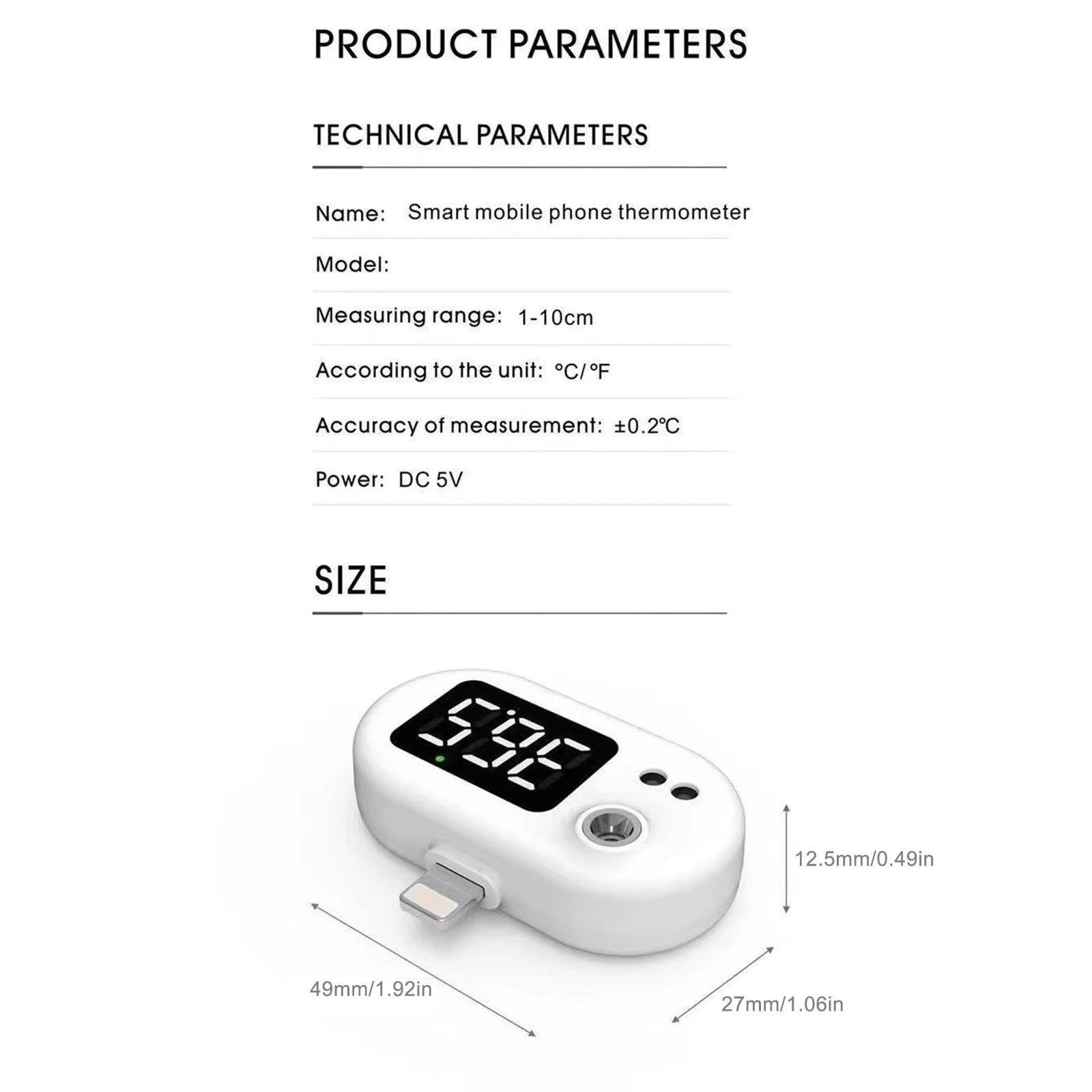 Phone Thermometer Accurate Measurement Portable USB Smart Thermometer Sensor for Portable Mobile Thermometer Phone Thermometer Peaceful Pleasures Health and Wellness