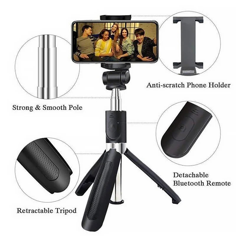 H1 Wireless Bluetooth Selfie Stick tripod monopod stand Phone holder for Outdoor travel 3 IN 1 Peaceful Pleasures Health and Wellness