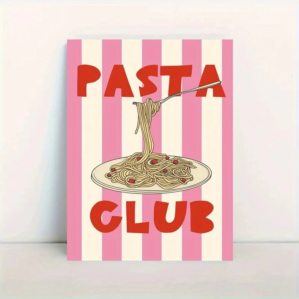 Vintage Italian Spaghetti Club Canvas Wall Art Print | Kitchen Decor