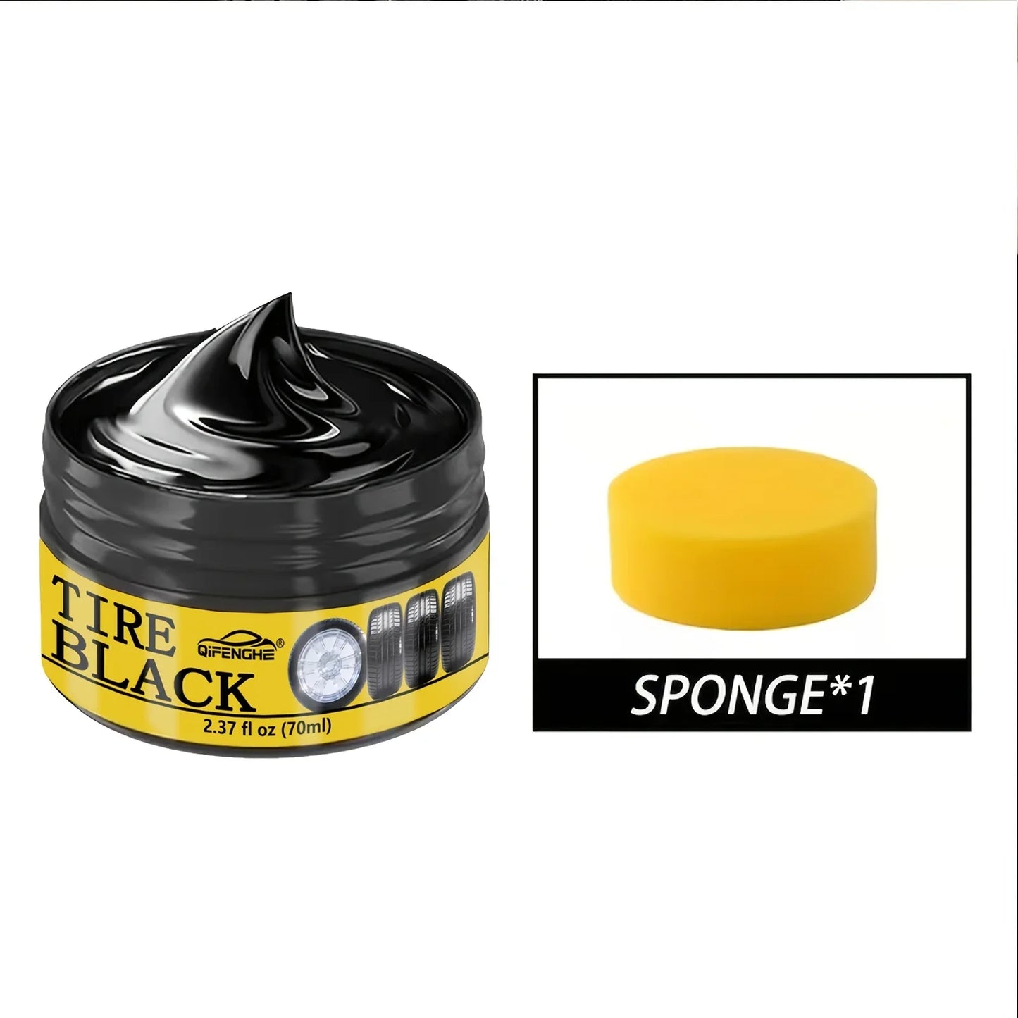 Tire Shine Paste 2.37oz – Glossy Black, Waterproof Formula