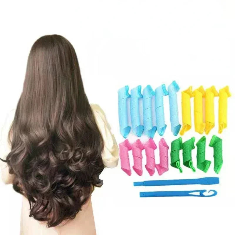 18-Piece Heatless Hair Curlers – Bendy Magic Rollers for Curls