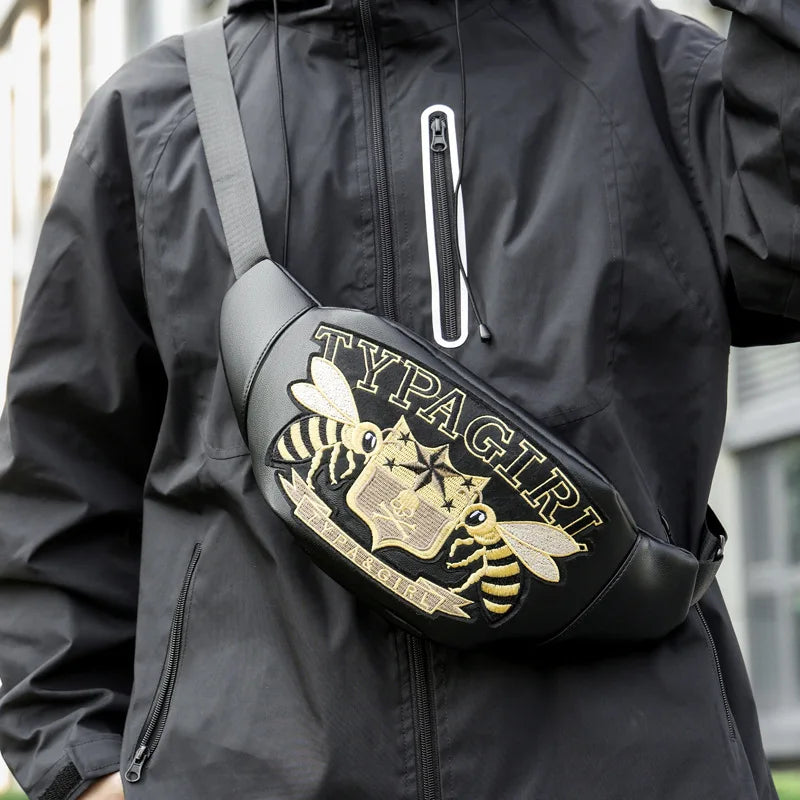 Embroidered Retro Fanny Pack | Korean Crossbody Chest Bag