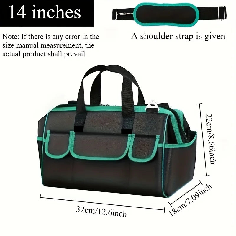 Heavy Duty Tool Bag, Wide Mouth Small Tool Bags, Soft Handle Toolbox Organizer Storage, Large Zipper Electrician Tool Bag Peaceful Pleasures Health and Wellness