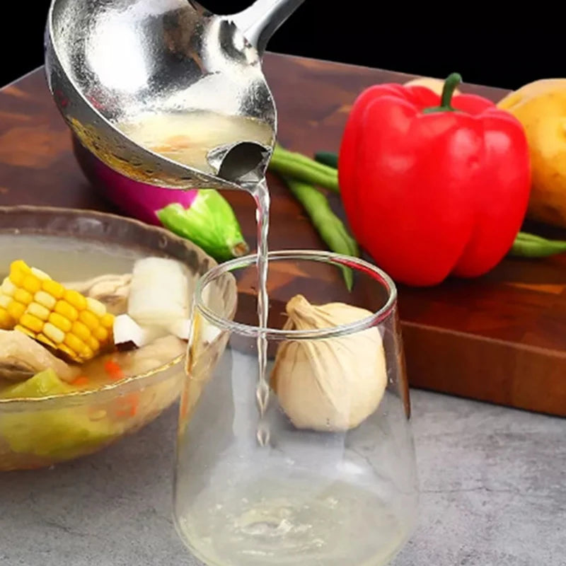 Home Strainer Cooking Stainless Steel Ladle Dinner Tableware Stainless Steel Soup Spoon Large Capacity Peaceful Pleasures Health and Wellness