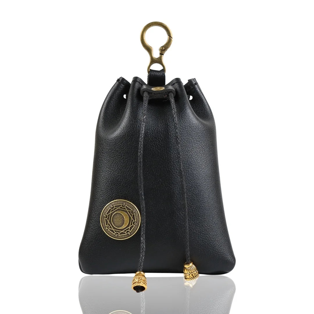 Medieval Faux Leather Retro Waist Bag Hangable Drawstring Outdoor