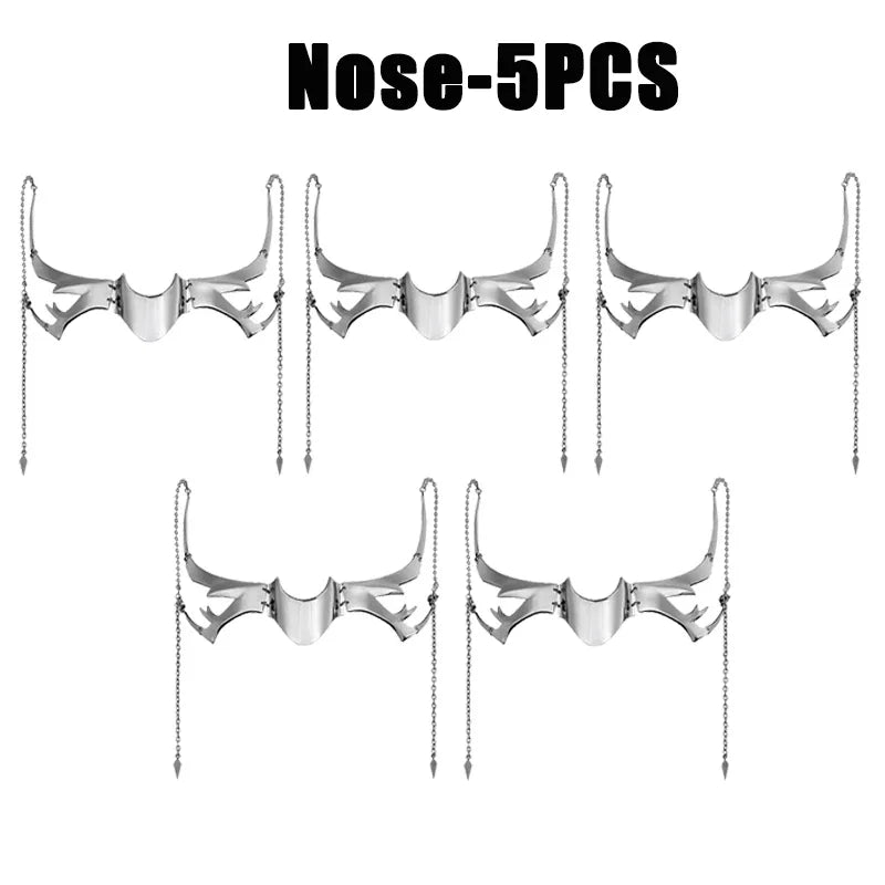 Metal Alien Face Mask Ear Cuff Lip Ring Punk Jewelry Unisex