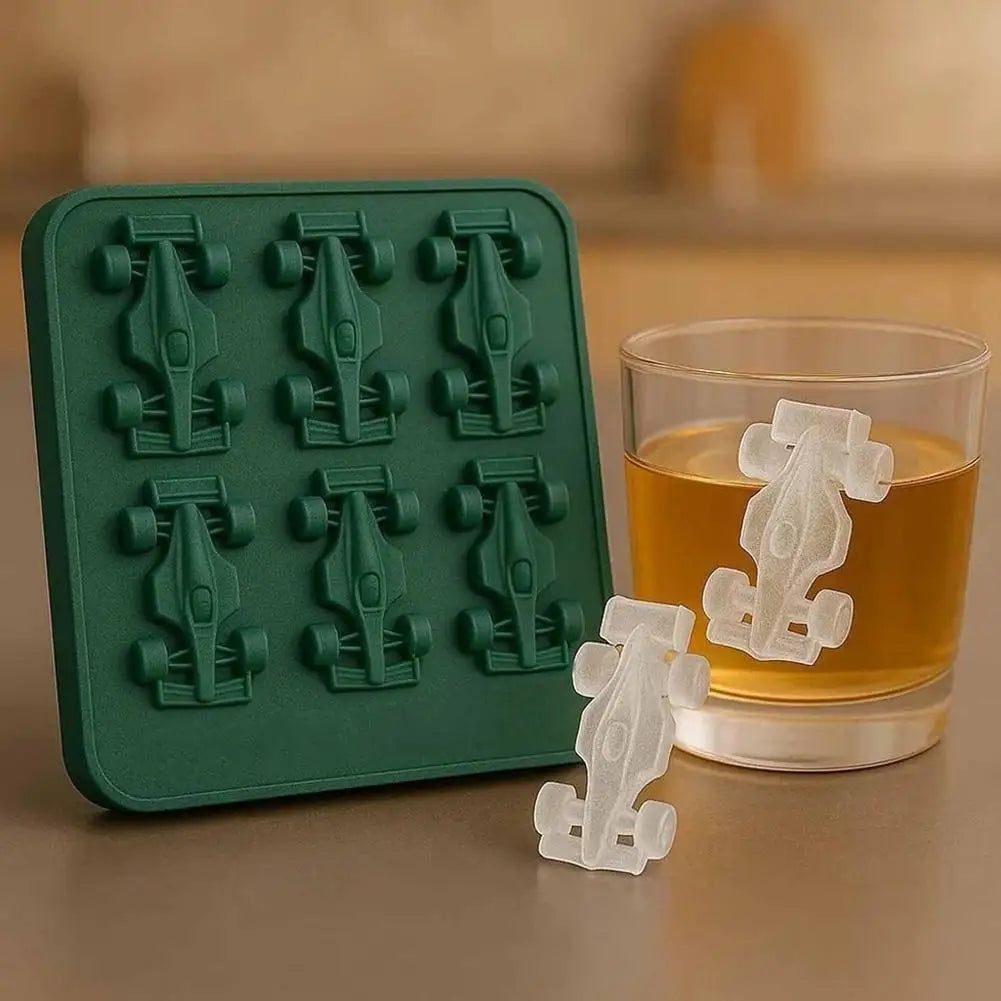 F1 Racing Car Ice Cube Tray | 6-Cavity 3D Silicone Mold