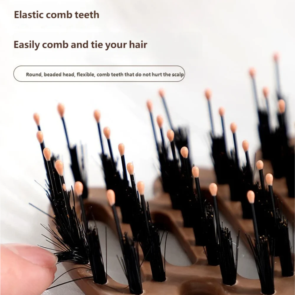 Natural Boar Bristle Hair Comb Hollow Scalp Massage Detangler Brush Anti-frizz Styling Hairbrush for Curly Hair Peaceful Pleasures Health and Wellness