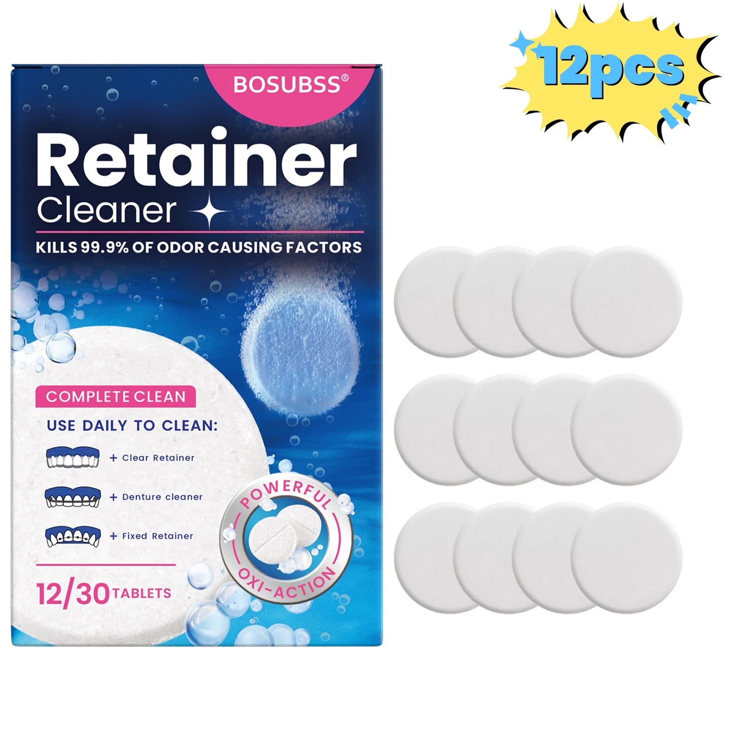 Denture Cleaning Tablets for Retainers, Mouth Guards & Braces