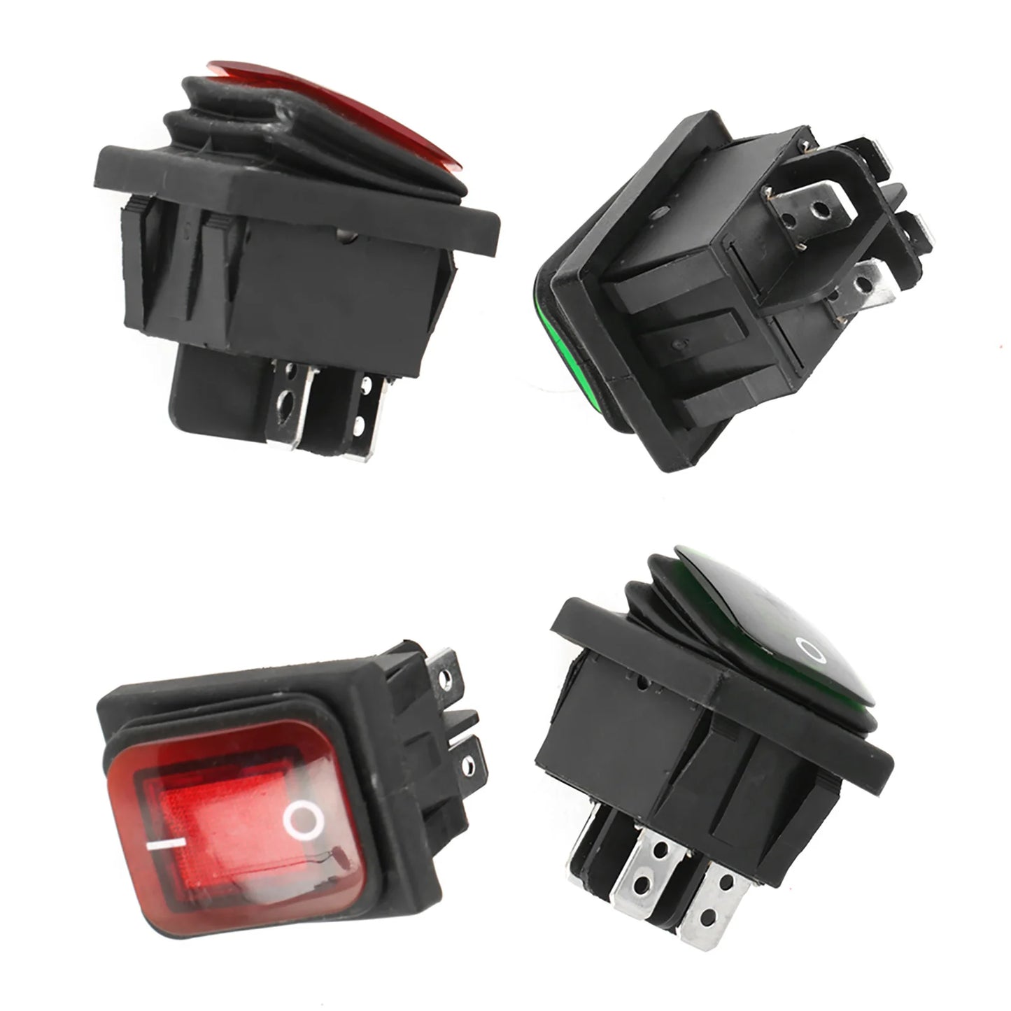 Waterproof 4 Pin 2 Position set Black Waterproof 4 Pin 2 Position On OFF Red Green Lamp Rocker Peaceful Pleasures Health and Wellness
