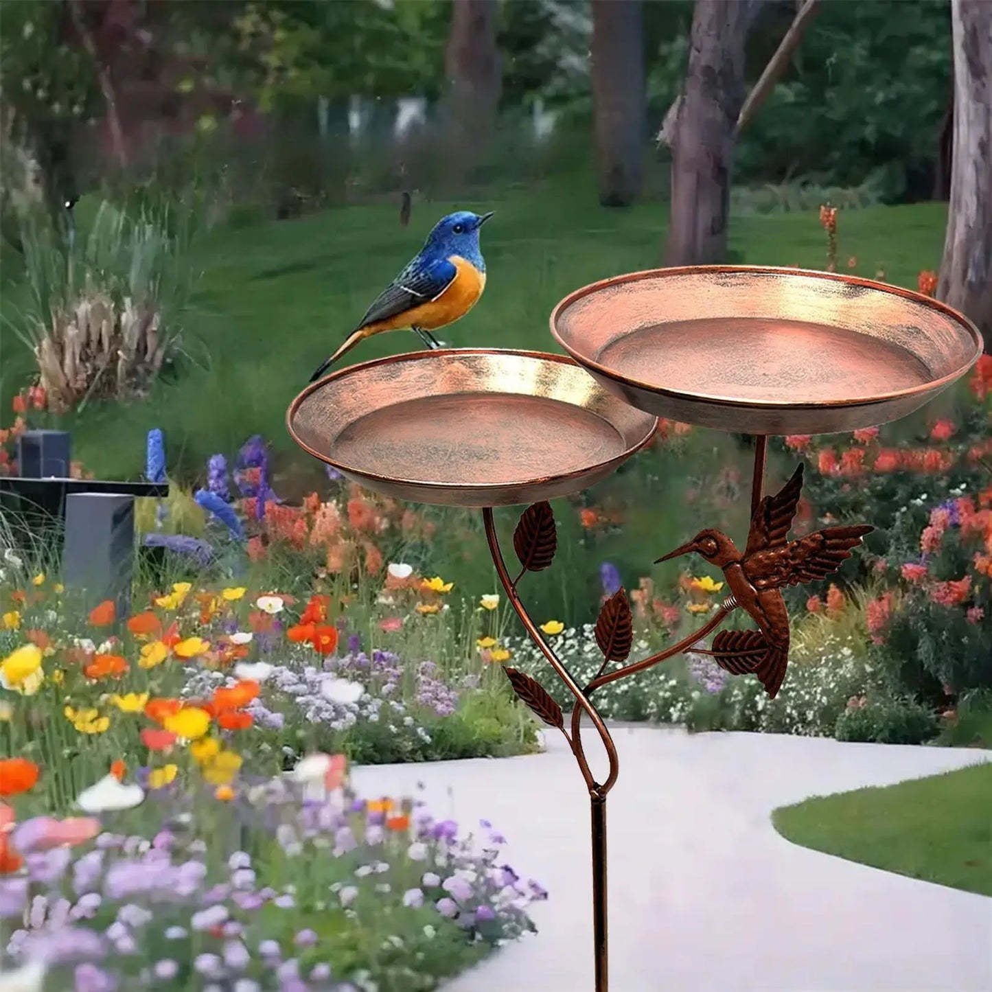 Rustproof Metal Bird Bath with Removable Bowl | Garden Decor