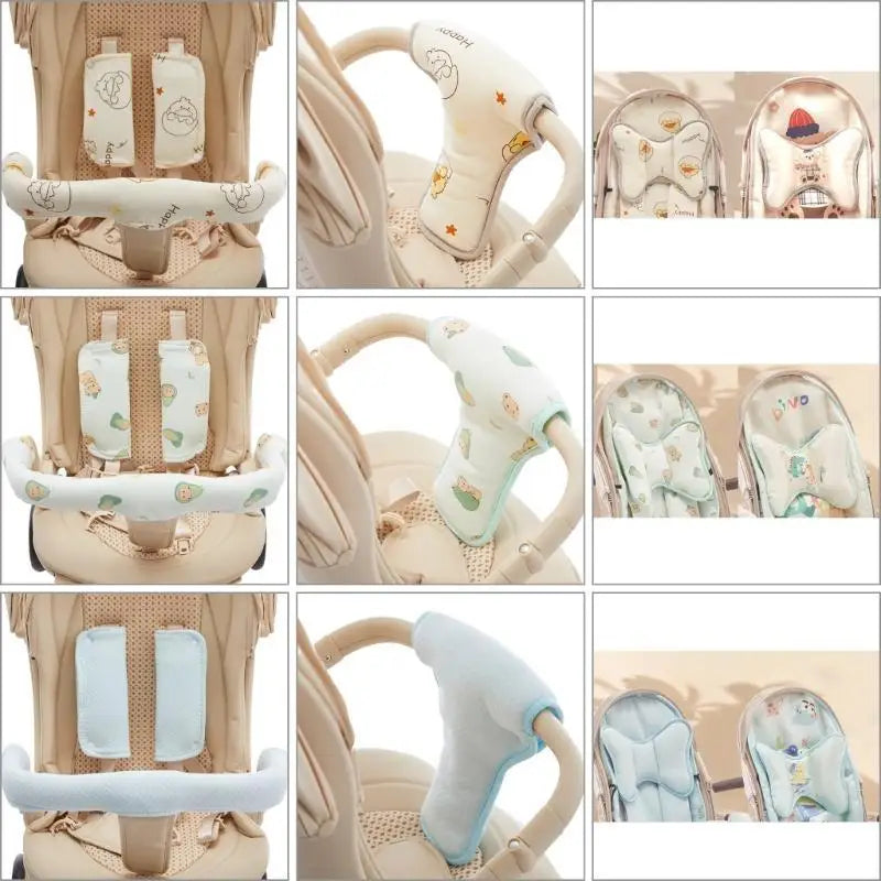Baby Stroller Shoulder & Crotch Strap Pads | Soft Cotton Comfort