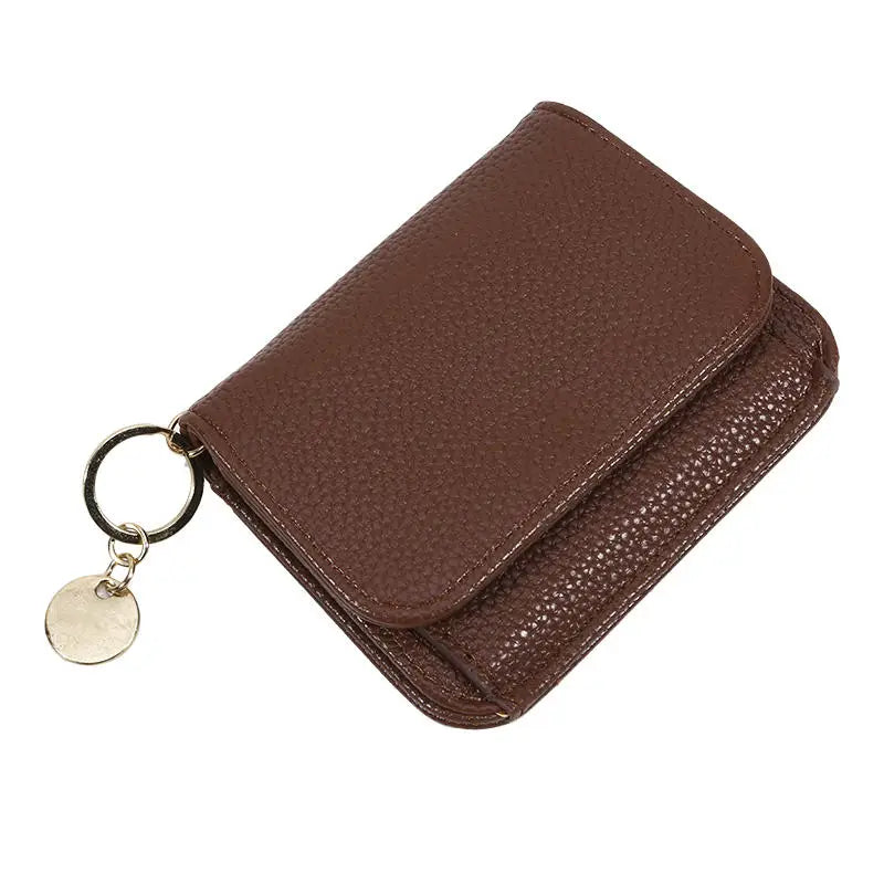 Folding Short Wallet for Women Simple Solid Color Coin Purse Credit Card Holder Cute Multifunctional Ladies Wallet Peaceful Pleasures Health and Wellness Coffee