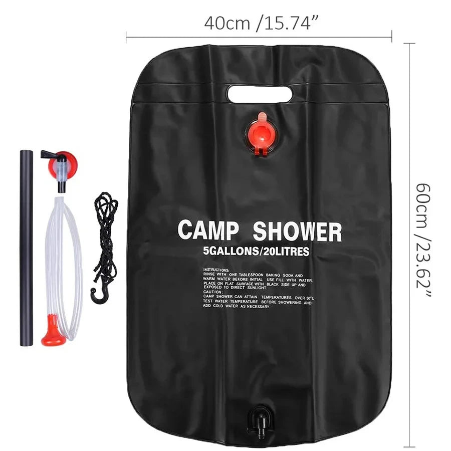 Outdoor Shower Bags 20/40L Foldable Solar Shower Bag Outdoor Bath Water Bag Camping Sun Compact Heated Water Shower Bags Scrubbi Peaceful Pleasures Health and Wellness