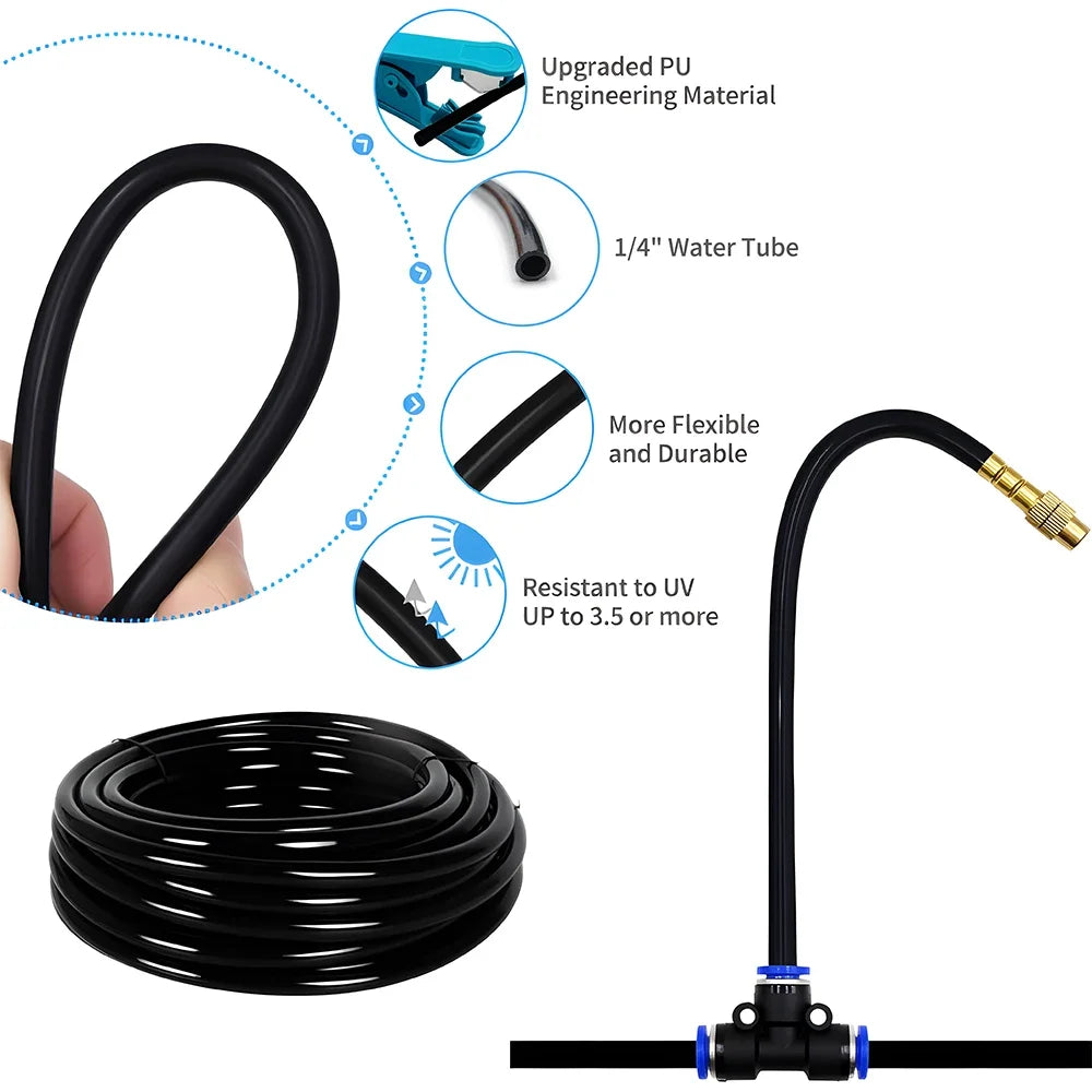 DIY Free Bending Universal Spray Kit For Greenhouse Garden Flowers Plant Watering Irrigation Patio Misting Cooling System Peaceful Pleasures Health and Wellness