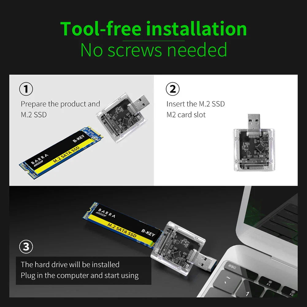 M.2 SATA SSD Enclosure USB 3.0 Gen 1 5Gbps External Case
