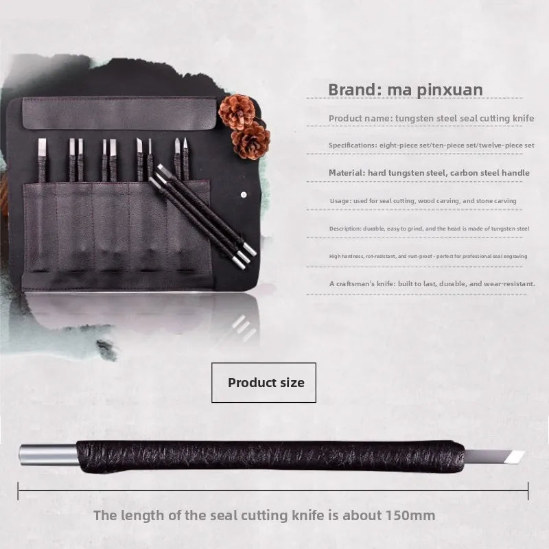 3 Pcs Tungsten Steel Stone Stamp Engraving Kit Professional Chisel Wood Seal Stone Carving Cutting Blade Hand Tool Set Carving Peaceful Pleasures Health and Wellness