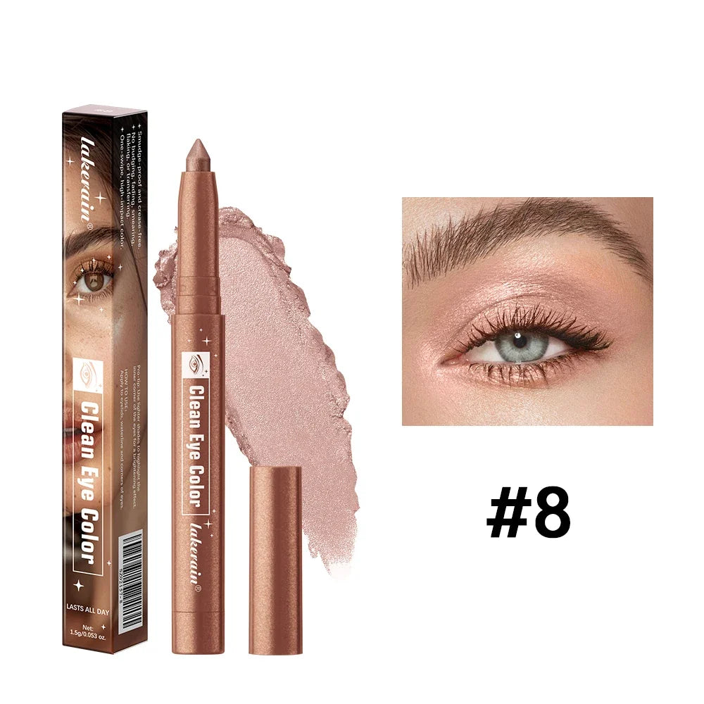12 Colors Waterproof Eyeshadow Sticks Long Lasting High Pigmented Shimmer Glitter And Matte Eyeshadow Pencil Makeup Peaceful Pleasures Health and Wellness 8color