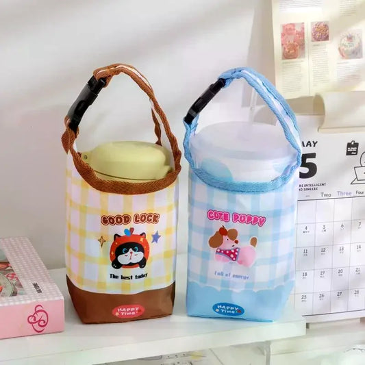 Cartoon Canvas Water Bottle Carrier Bag | Stroller & Backpack Bottle Carrier Bag Peaceful Pleasures Health and Wellness