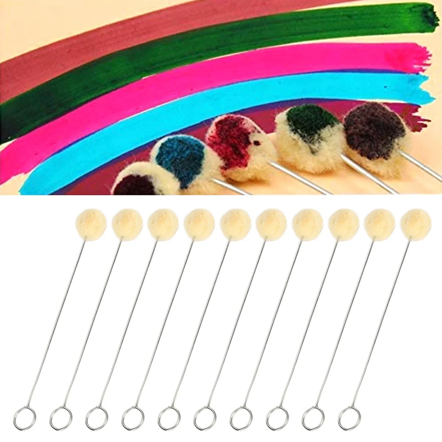 Leather Wool Daubers Oily Dye Ball Brush Metal Handle DIY Handmade