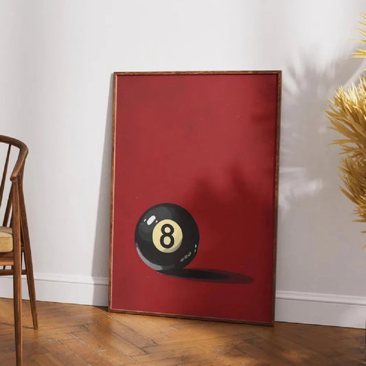 Retro-Style Featuring A Lucky 8 Ball Pool Ball Wall Art Print Canvas Painting Poster Picture For Living Room,Bedroom Home Decor Peaceful Pleasures Health and Wellness G3637 40x60cm Unframed