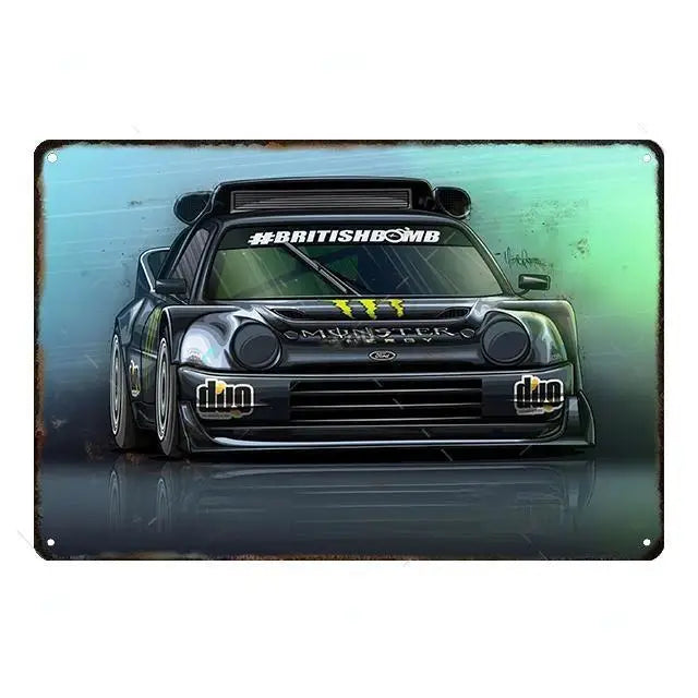 Vintage Race Car Canvas Wall Art | Retro Auto Poster Print