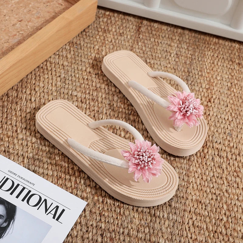 Women's Floral Flip Flops | Thick Sole Beach Sandals – JPNTKY