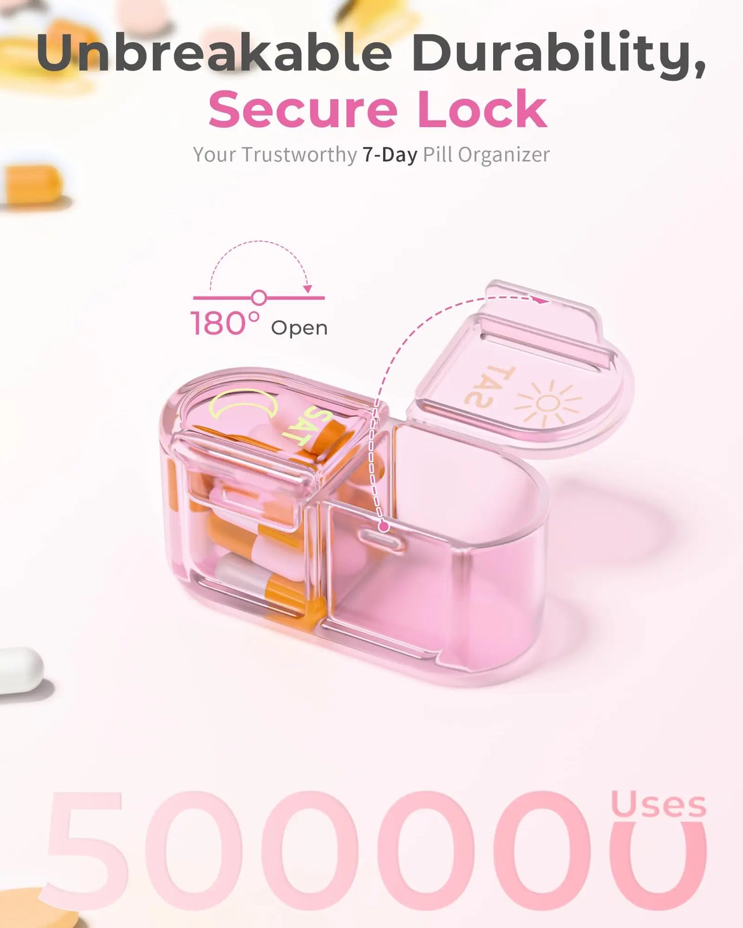 Pill Organizer, Pill Box 7 Day Am & Pm Pill Organizer 7 Days,Weekly Pill Case 2 Times a Day,Medicine Organizer for Travel Peaceful Pleasures Health and Wellness
