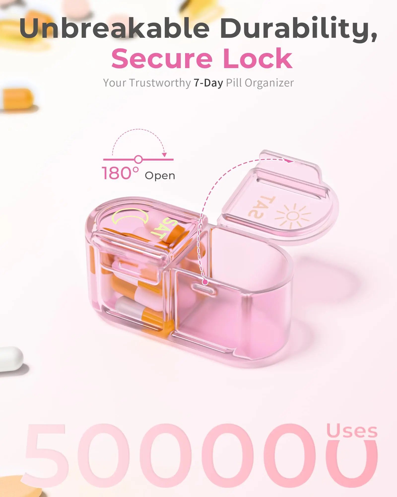 Pill Organizer, Pill Box 7 Day Am & Pm Pill Organizer 7 Days,Weekly Pill Case 2 Times a Day,Medicine Organizer for Travel Peaceful Pleasures Health and Wellness