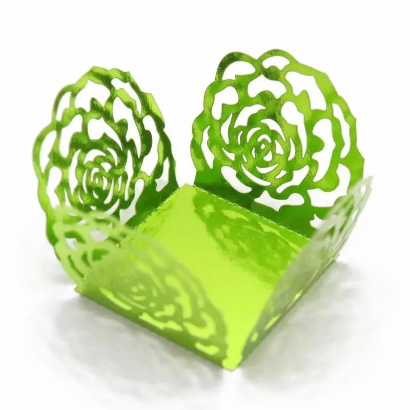 50-Pack Gold Rose Laser-Cut Dessert Liners & Cake Wrappers